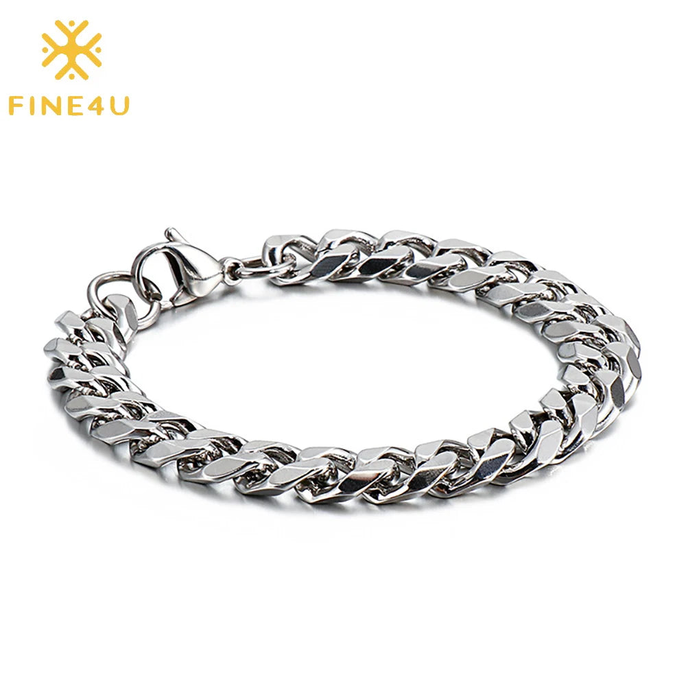 Wholesale Simple Jewelry Pulsera De Acero Inoxidabl Hip Hop Stainless Steel Chain Bracelet Men
