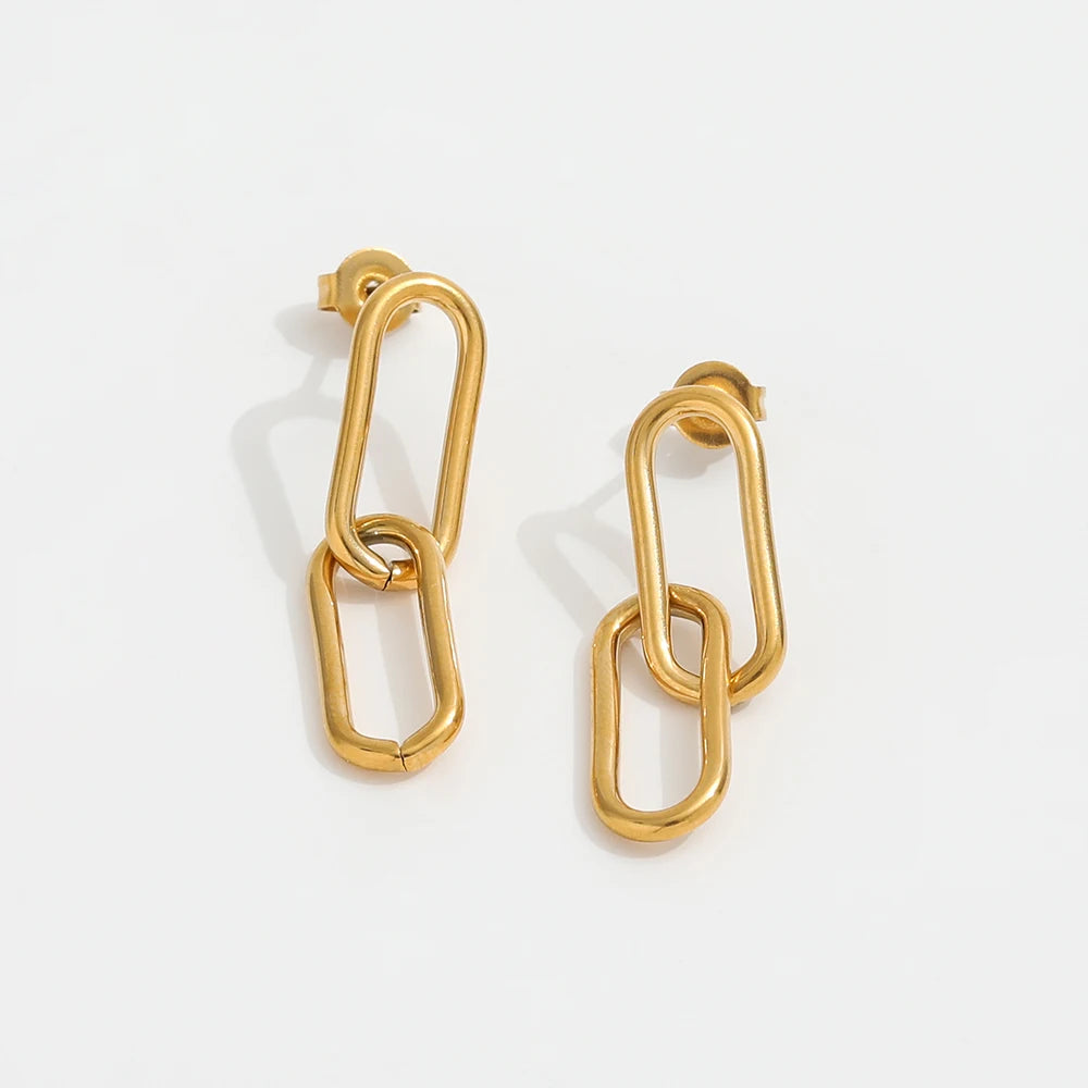 Joolim 18k Gold Plated Paper Link Earring Stainless Steel Jewelry Stainless Steel Earrings for Women New Costume Jewelry