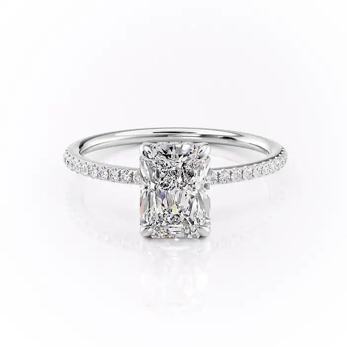 SGARIT Fine Jewelry 14k White Gold 3ct  Radiant Cut White Moissanite Diamond Engagement Ring Women Wedding Jewellery