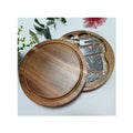 Round Acacia Wood & Bamboo Cheese Board with Knives Sustainable Durable 1.5cm Thick Custom Logo Option