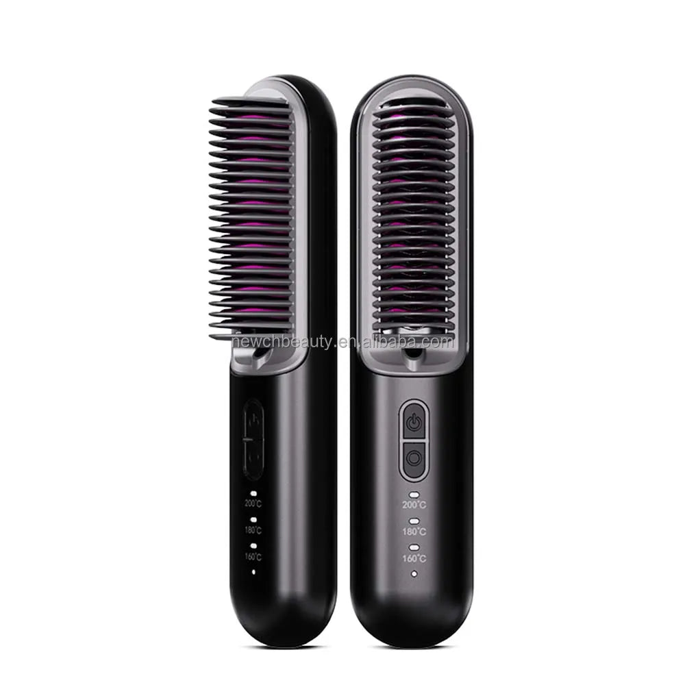 New Hair Straightener Comb Hair Styler Tool With USB Rechargeable PET Anti-scald Wireless Hair Care Styling Appliances for Home