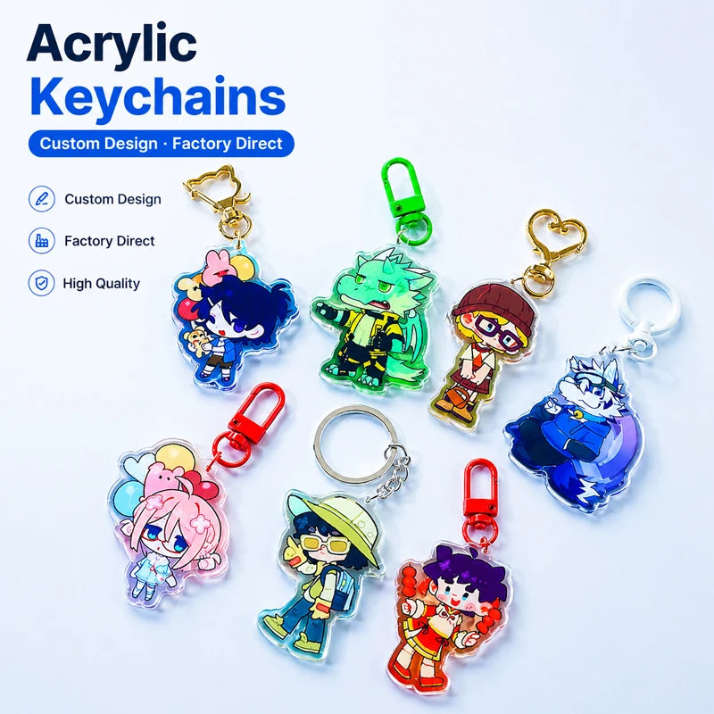 Charm Anime Character Custom Acrylic Keychain Transparent Plastic Resin Holographic Epoxy Metal Material Colorful and Unique