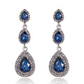 Fashion Alloy Long Green Rhinestone Crystal Boutique Beautiful Girl Wedding Party Earrings