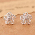 CAOSHI Hot Sell Custom Metal Silver Plated Flower Design Double Layer Earrings for Women Wedding Fashion Jewelry Stud Earrings