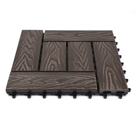 Anti-slip Waterproof European Brushed WPC Tiles White Grey Marble Design Outdoor Garden Balcony Interlock Environmental Friendly