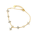 Beautiful Bling Cubic Zirconia Flower Pendant Charm Bracelet Pure 925 Sterling Silver Clover Bracelets