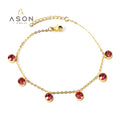 Ason Fashion Jewelry Women Waterproof Ruby Bracelet Zircon 18k Gold Plated Stainless Steel Red Diamond Stone for Bracelets