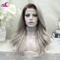 Celebrity Premium Synthetic Lace Wigs Body Wave Over Shoulder Hairs Futura Heat Resistant Synthetic Hair Wigs with Highlights