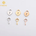 Wholesale Stainless Steel Diy Necklace Bracelet Jewelry Making Gold Plated Heart Lock and Key Pendant