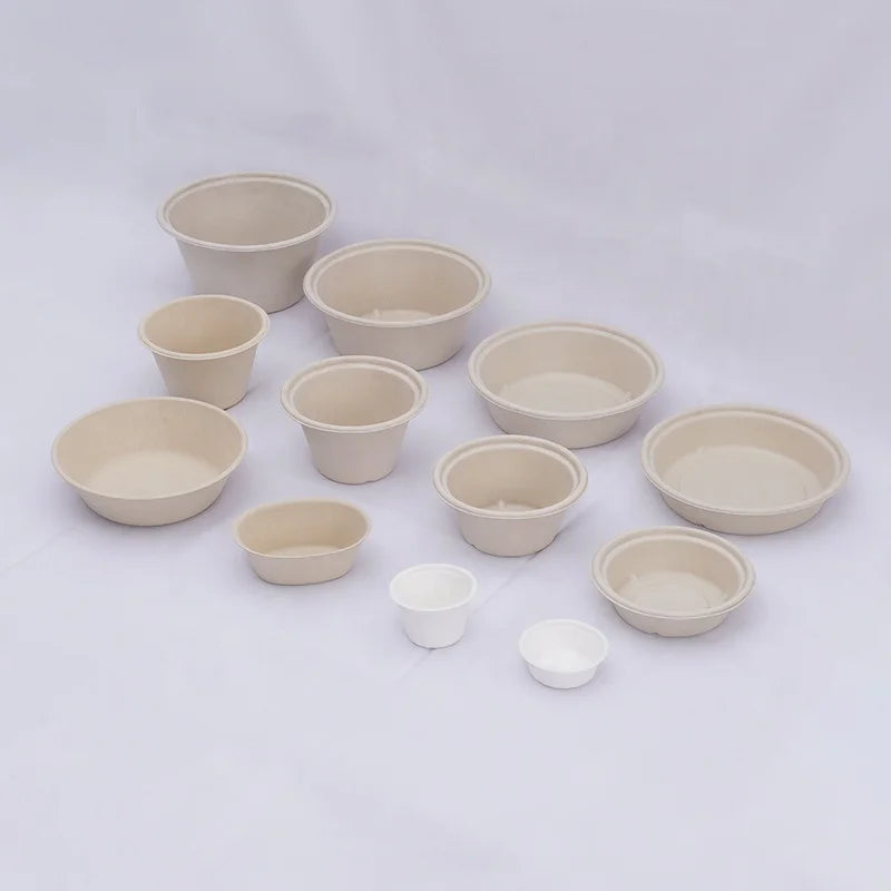 Free Sample Customizable Eco-Friendly Disposable Biodegradable Sugarcane Bagasse Plates with Lid Microwave Safe Oil/Water-Proof