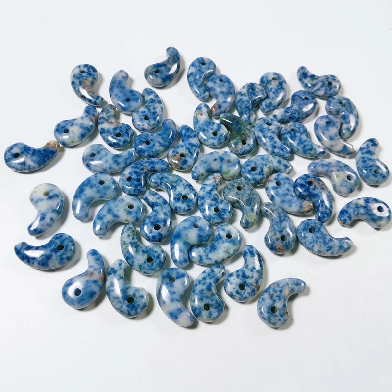 Fashion HZ Jewelry Accessories 9 Number Natural Stone 30*18mm Blue Spot Jasper Magatama Pendant