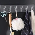 Transparent Household Six-In-Row Wall Mounted Plastic Sticky Hooks Non-Punching Trackless Wall Hook for Kitchen for Organization