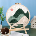 OEM ODM Custom DIY Best Gift Landscape DIY 3D Needlework With Hoop Punch Needle Embroidery Kits for Beginner