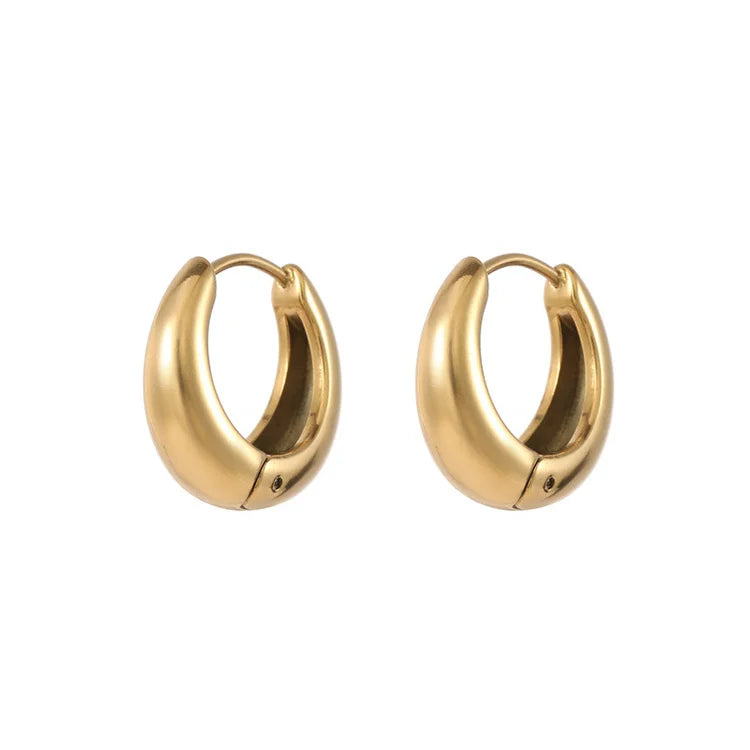 Minimalist Stainless Steel Jewelry 18k Gold Plated Hoop Earrings for Women