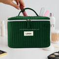 Custom Logo Soft Stylish Plush Velvet Large Makeup Bag - Travel Cosmetic Pouch for Women's Jewelry Toiletry Organizer