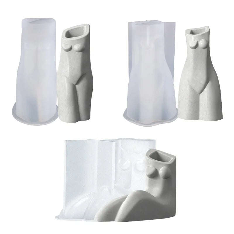 DIY Flower Pot Mold Abstract Human Vase Silicone Mold for Resin Concrete Plaster