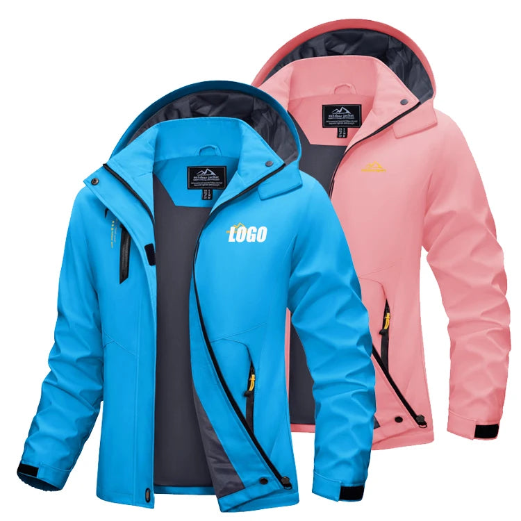 Women's Hiking Coats Embroidered Down Outdoor Lightweight Waterproof Removed Hoodies Wind Breaker Jacket