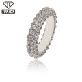 Top Icy 3 Sides Diamond Rings Jewelry  Women Iced Out Diamond Ring Hip Hop Brass 18K Gold Plated + AAA CZ