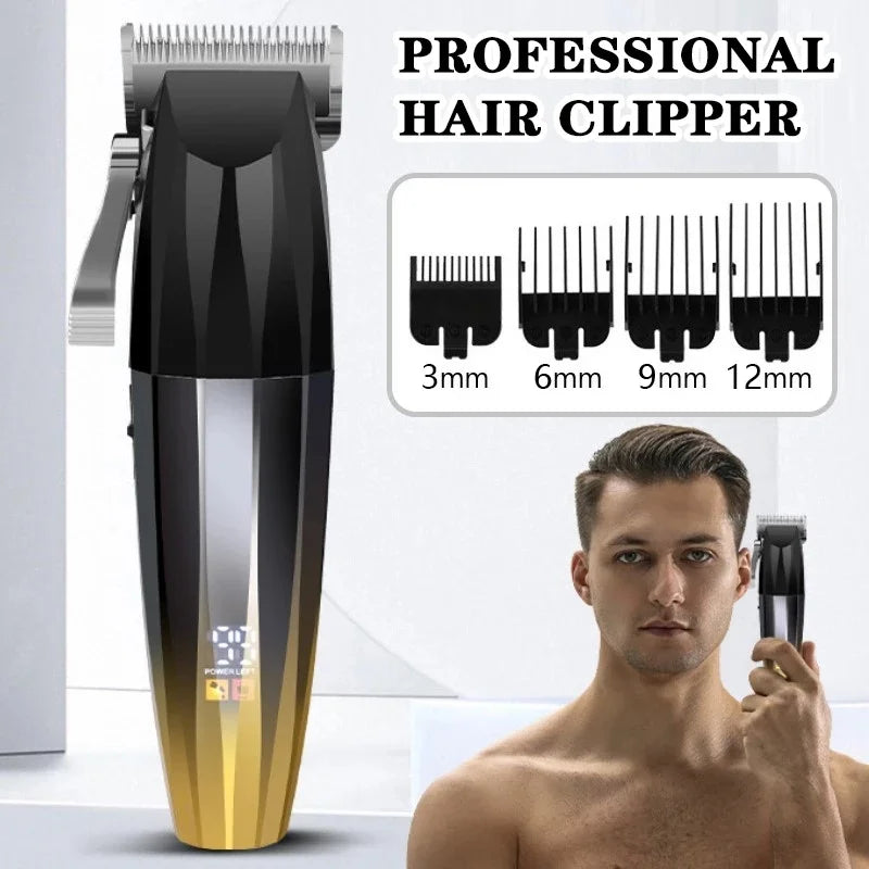 Low Noise Rechargeable Cordless Close Cutting Trimmer Men Hair Trimmer Transparent Black Electric  Hair Clipper  for Man