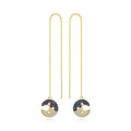 LOUTEEMI Little Blue Moon with Stars Shinning Earrings Gold Plated Fashion Long Wire Women Wholesale