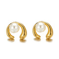 Vintage Hypoallergenic Pearl Earrings 18k Gold Plated Stainless Steel Studs Earrings