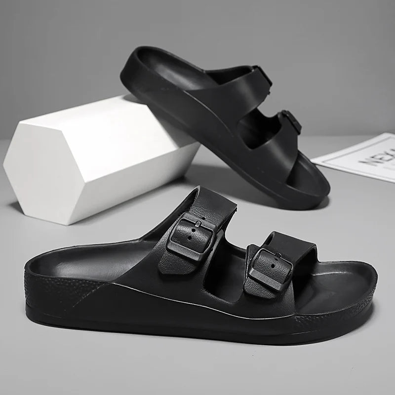 BreezeStep Winter Embroidered Custom EVA Slide Sandals Men Women | Adjustable Buckle Outdoor Slippers Waterproof Anti-Slip