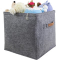 YUJIN Felt Storage Box Basket with Leather Handle