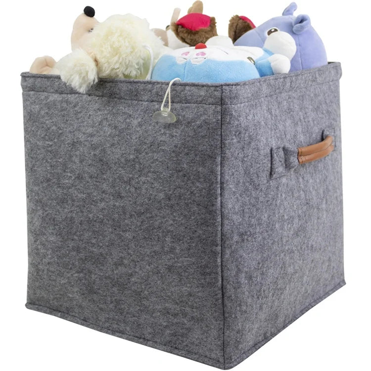 YUJIN Felt Storage Box Basket with Leather Handle