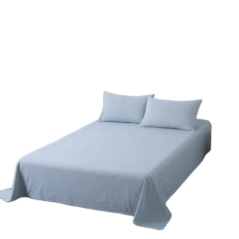 YongHo Wholesale 3PCS 100% Cotton Gray Three-Piece Flat Bed Sheets 300TC Disposable with Pillowcases for Home Hotel