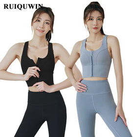 RUIQUWIN New Arrival Shockproof Running Back Cross High Strength Ladies Sports Bra Top Zipper Workout Sports Bra
