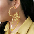 Wholesale Custom African Map Big Earring Stud 18k Gold Plated Stainless Steel Africa Hoop Map Earrings for Women