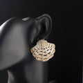 Luxury Gold Plated Shell Shape Big Earrings Shining Covered Zircon Unique Design Chunky Earrings Women