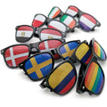Ready CROESUS Model 1030 Square PC Frame Pinhole Sticker Country Flag Printing UV400 Protection Unisex Sunglasses