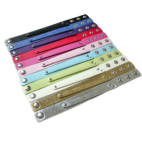 Snake Pattern Wrist Strap Faux Leather Personalized Bracelet 18+8mm Snap Buckle Double Layer Bracelet DIY Jewelry Accessories