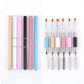 Double-Headed Nail Art Brush Acrylic Handle One End Stainless Steel Spatula Nylon Bristle Glue Applicator Nails