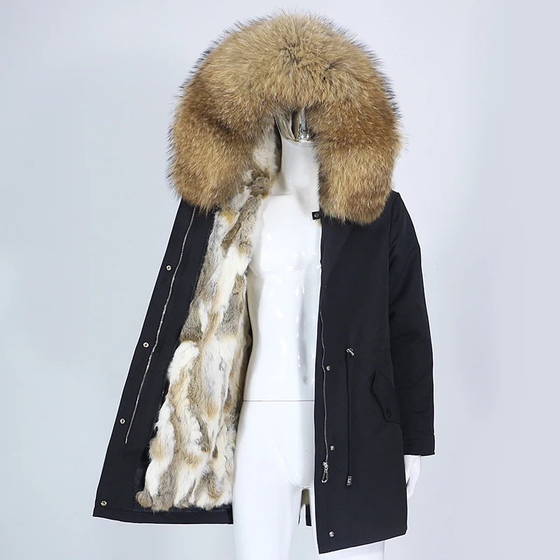 OFTBUY 2024 Men's Waterproof Long Parka Winter Jacket Natural Real Raccoon Fox Fur Collar Hooded Rabbit Liner Streetwear Casual