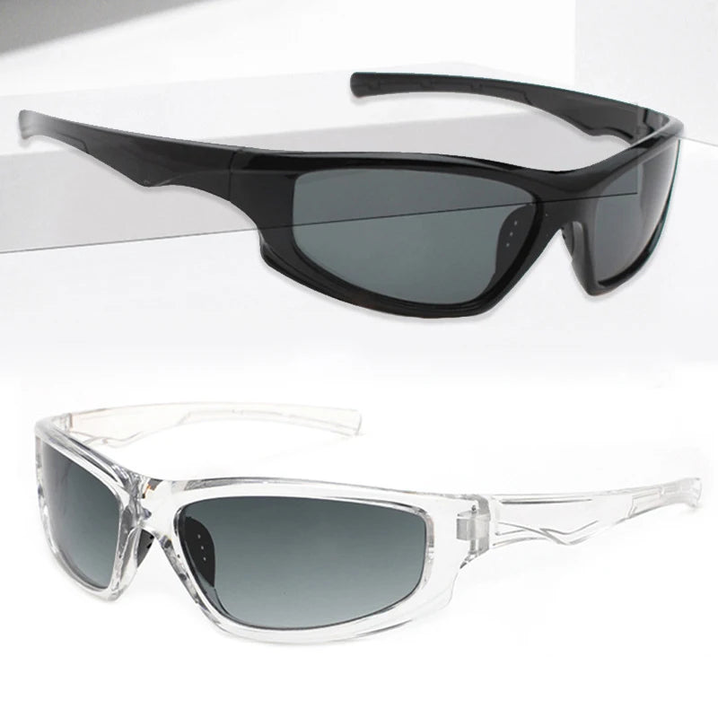Hot Sale Sporty Fashion Wrap Around Men Sunglasses Uv400 Trendy Futuristic Shades Transparent Gradient Lens Y2k Cycling Glasses