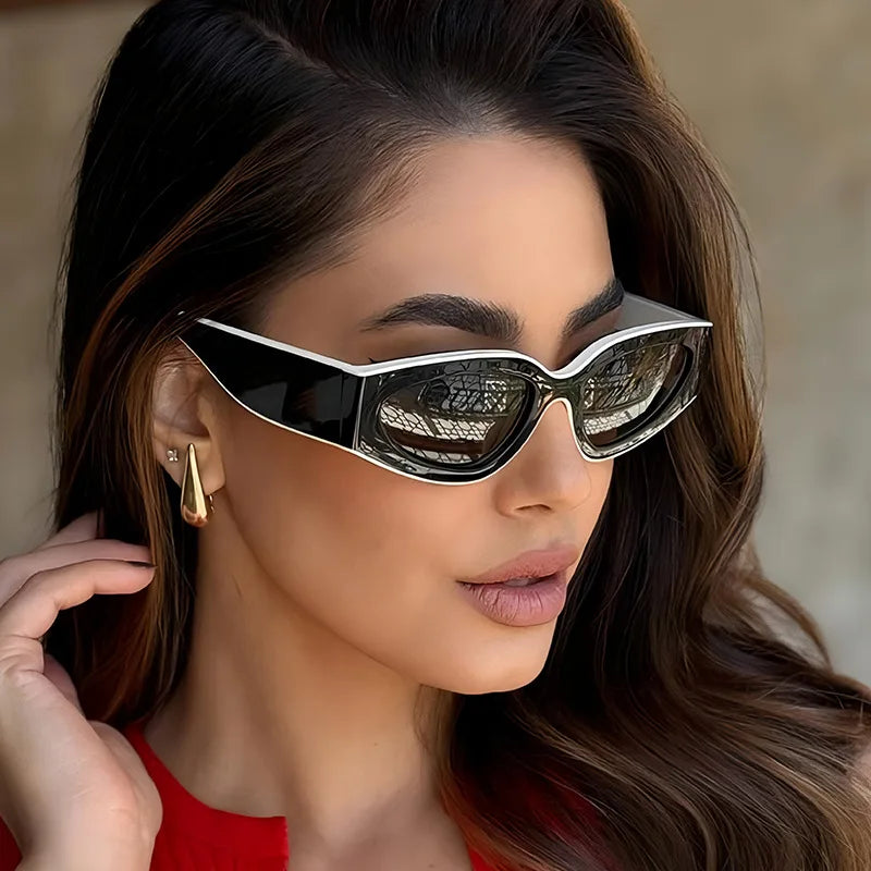 STORY KDD77156 Fashion Cat Eye Black Custom Shades Women PC Frame Luxury Sun Glasses Color Matching Retro Sunglasses