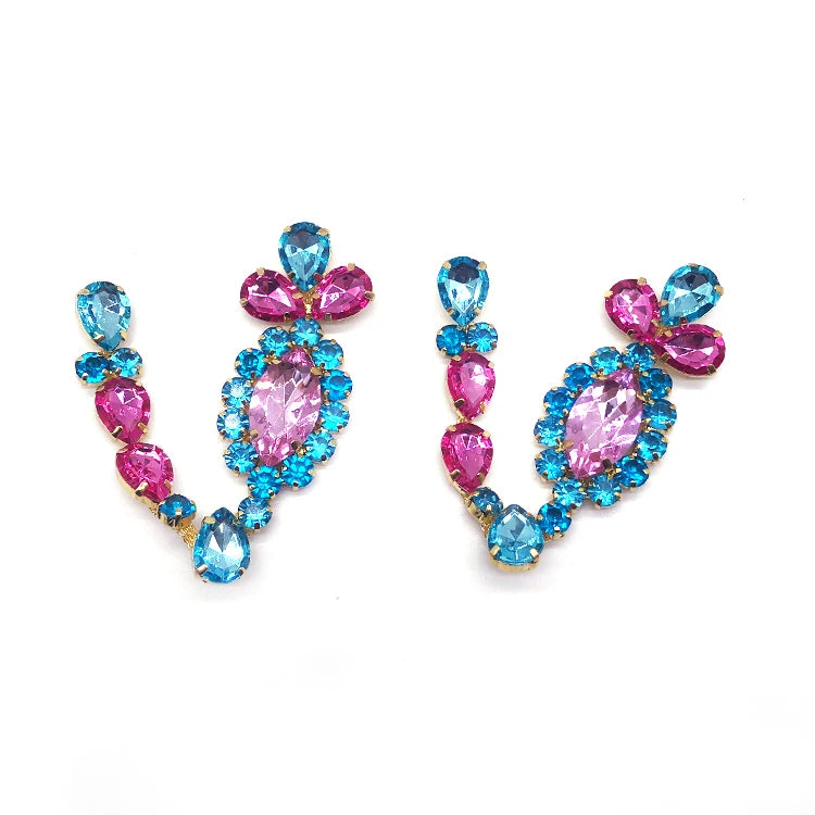 Fashion Mix Color Charm Shoes Ornaments Crystal Rhinestone Applique Trim Chain for Sandal Upper Stone