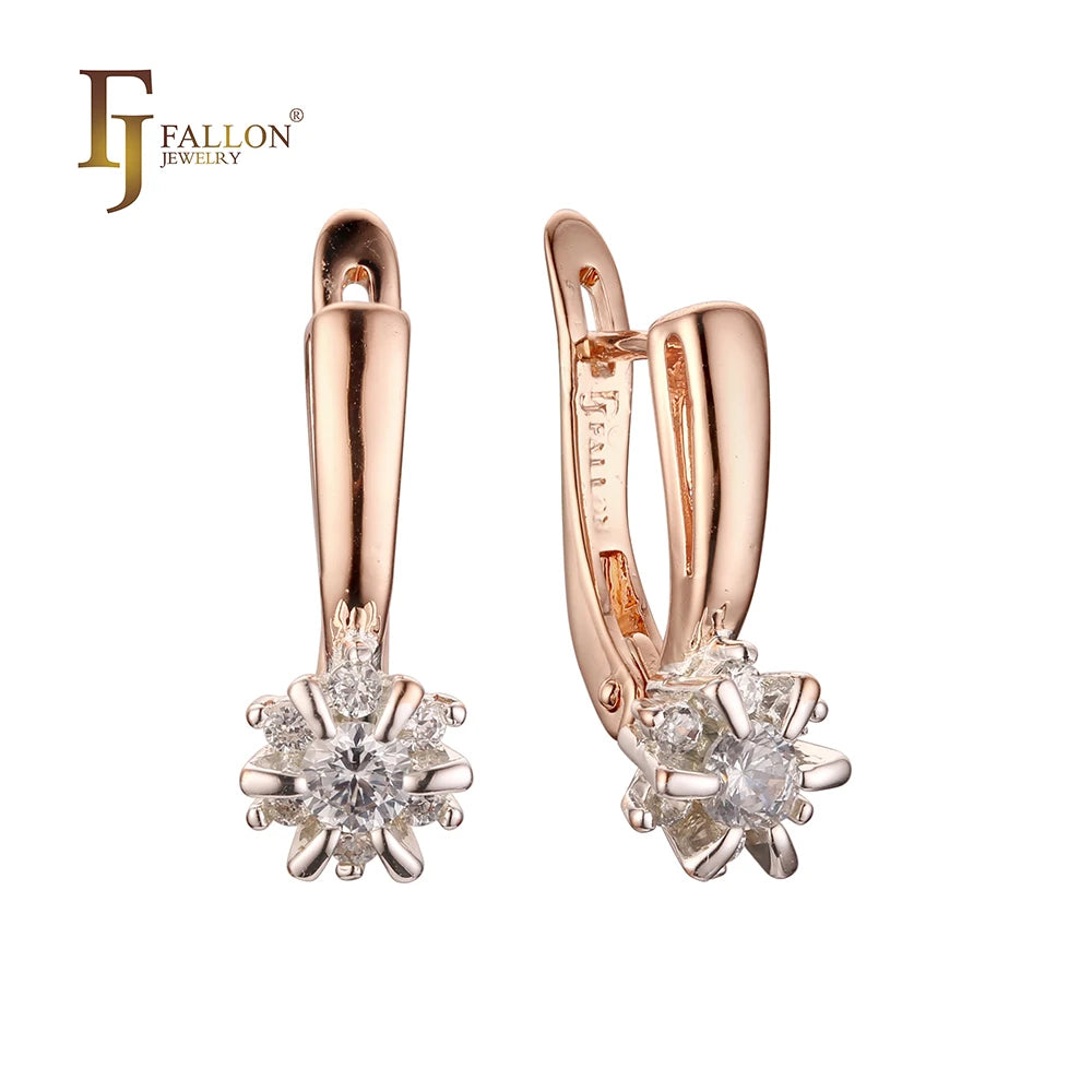 FJ Fallon Fashion Jewelry Earrings Plated in 585 Rose Gold Two Tone Brass Based