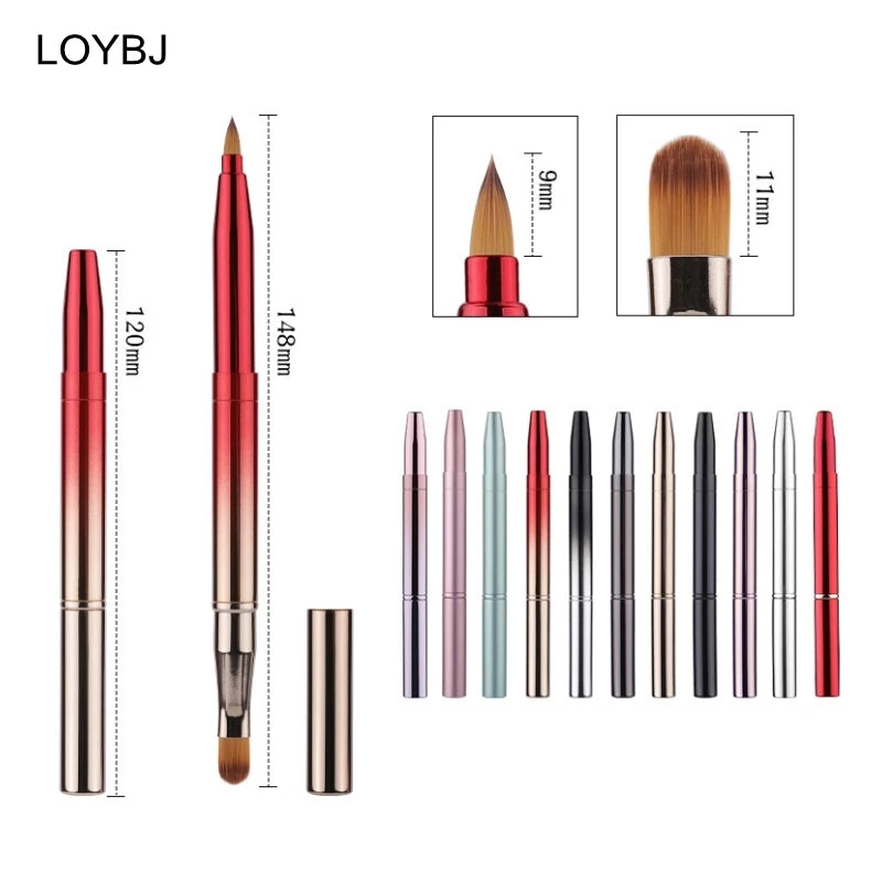 Portable Retractable Double Head Lip Brush with Metal Handle for Lip Liner Contour Filling Concealer & Travel Makeup MegaBDM