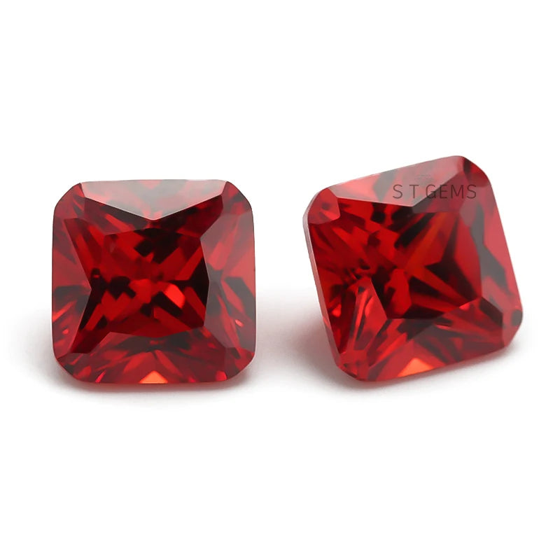 Ready to Ship 200 Pcs Orange Red Loose Gemstone Square Bright Cut Cubic Zirconia for Jewelry