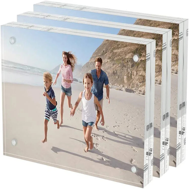 Acrylic Picture Frame 4x6 Inch Clear Double-Sided Photo Frame Magnetic Photo Frames Desktop Display