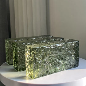 New Design 50*100*200mm Stone Pattern Painted Light Green Crystal Glass Brick Blocks for Home House Decoration