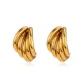 New Vintage Style 18K Gold Plated C-Shaped Stud Earrings Stainless Steel & Zinc Alloy for Party Statement Jewelry