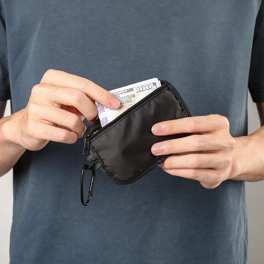 Custom Mini RFID Blocking Polyester Wallet Card Holder for Holding Coins and Credit Cards