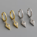 Wholesale High Quality Fashion Jewelry 925 Sterling Silver square Zircon Dangle Gold Plated Hoop Earring Jewelry for Women