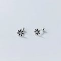 Real 925 Sterling Silver Fashion Sweet Glaze Flower Screw Stud Earrings for Women Wedding Party Fine Jewelry