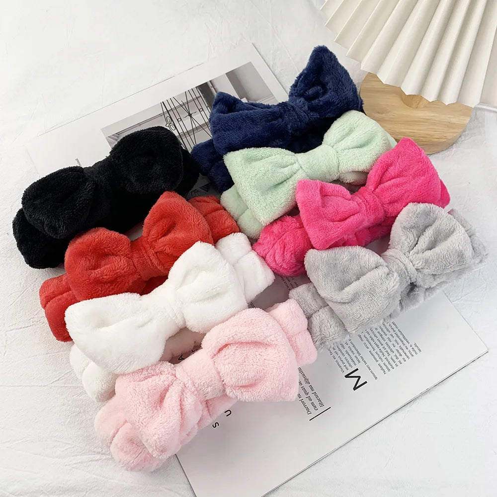 OMG Elastic Facial Baby Girl Headband Yoga Spa Bow Latest Crab Rabbit Ear Embellished Satin Women Customized Logo Accept