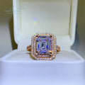 Silver 925 Rose Gold Plated Original 1-2 Carat Brilliant Emerald Cut Pass Diamond Test D Color Moissanite Ring Gift Fine Jewelry